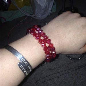 Ruby red beaded bracelet