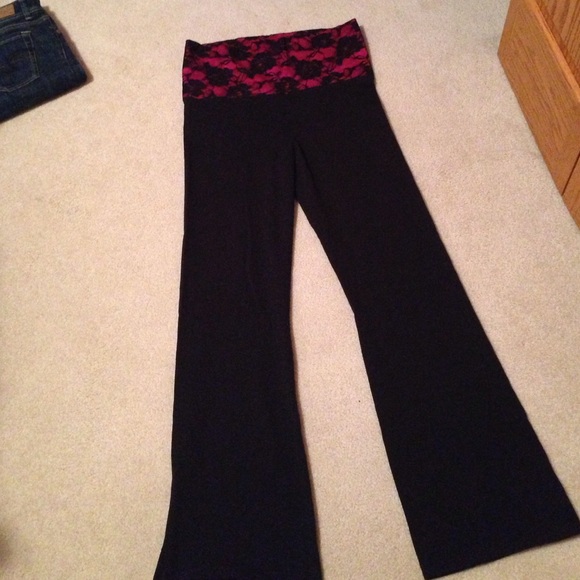 Black Yoga Pants w/ Pink Lace