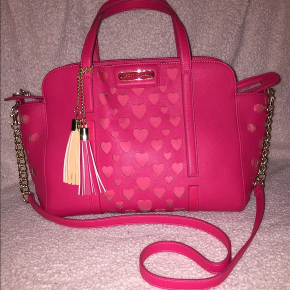 Open Your Heart Large Satchel Bag Fuschia