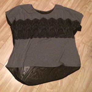 Black and gray see-through back top