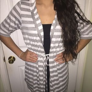 3/4 Sleeve Striped Cardigan/Hoodie