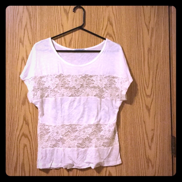 Cream and gold sparkle lace shirt