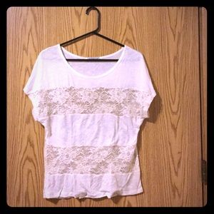 Cream and gold sparkle lace shirt