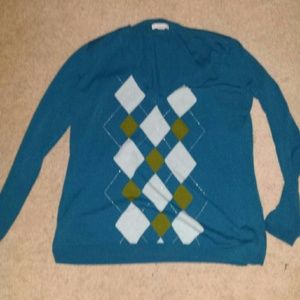 Blue argyle sweater