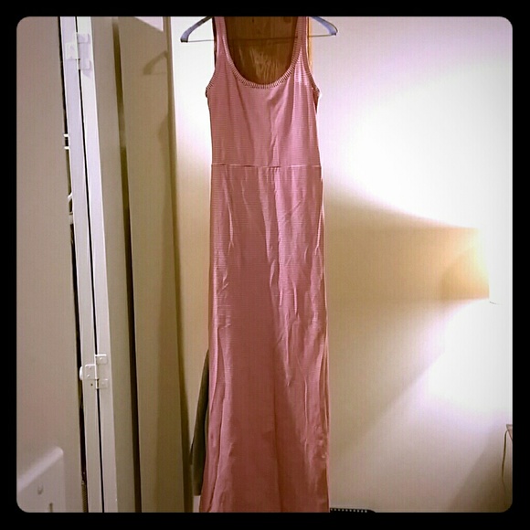 Red striped maxi dress