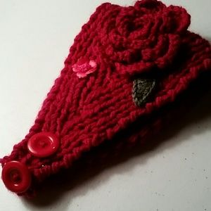 Red Knit Headband ear warmers