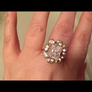 Gold and rhinestone cocktail ring