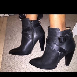 Steve Madden black leather booties.