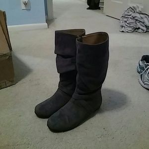 Grey suede calf high boots
