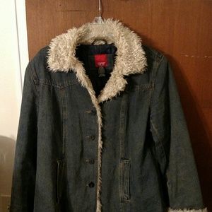 Espirit jean coat with fur