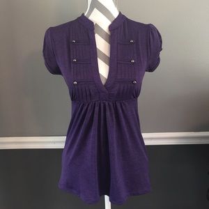 Purple Deep V Blouse