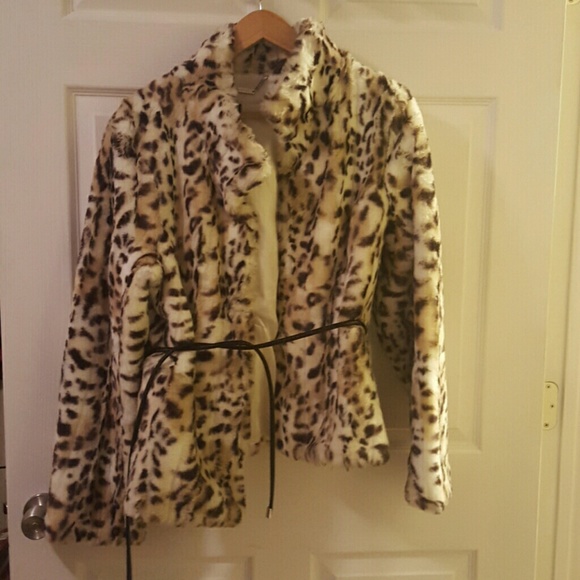 White house black market faux fur coat