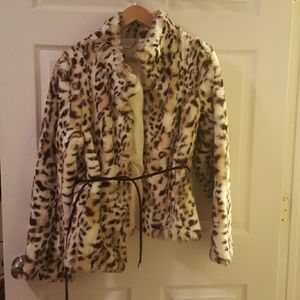 White house black market faux fur coat