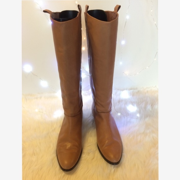 Tan leather knee boots