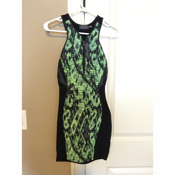 Leather body con dress with green detail