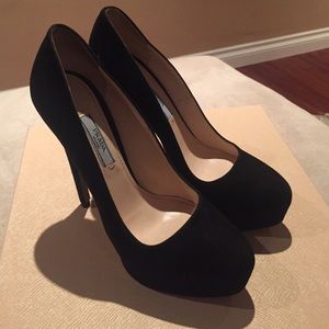 Prada black suede platform pump