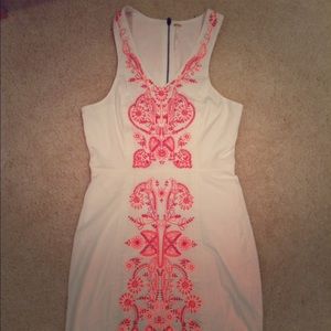 Free People white and pink embroidered dress