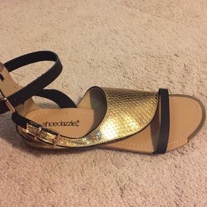 Gold and Black Gladiator Sandals