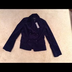 Velvet navy blue double breasted blazer