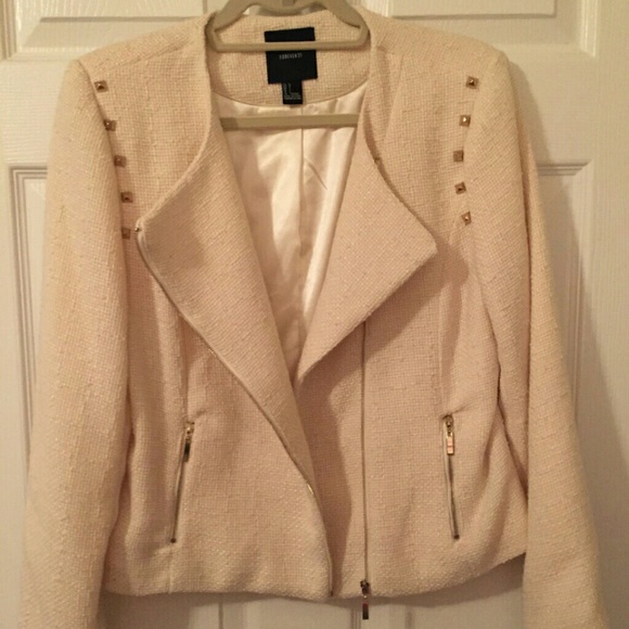 Forever 21 Quilted Blazer in Cream