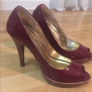 Deep red peep toe