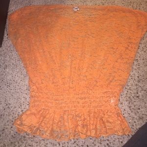 Lace see through orange top