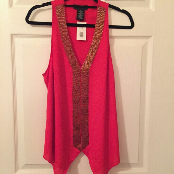 MM Couture Red Embellished Tank