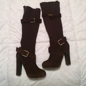 Brown Knit/Suede Boots