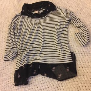 3/4 length sleeve French bulldog top
