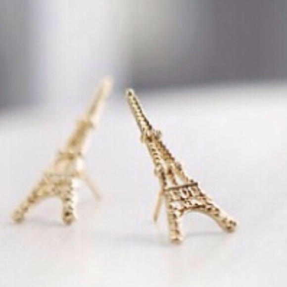 Gold Eiffel Tower Earrings - Picture 3 of 4
