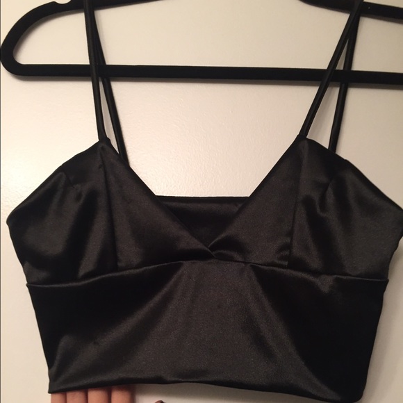 Satin black crop top