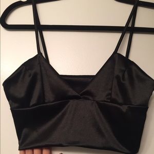 Satin black crop top