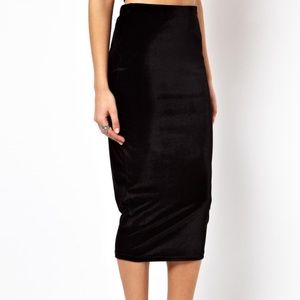 ASOS Velvet Pencil Skirt - Black