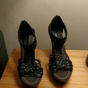 Black wedge sandal