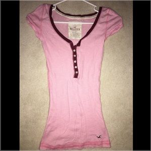 Hollister Striped Button Tee