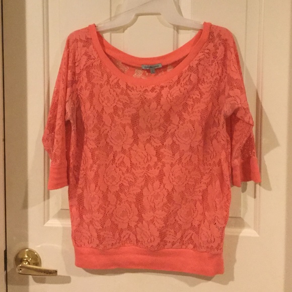 Coral lace blouse