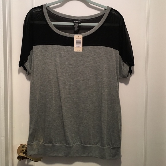 Mesh Paneled Soft Gray Tee