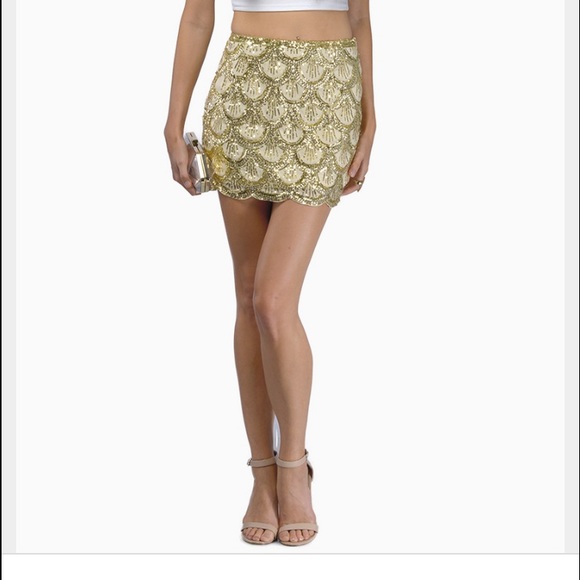 Tobi sequined scallop skirt