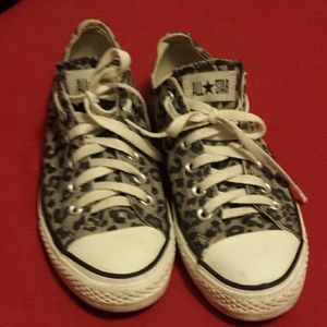 Leopard paw print converse with sparkles