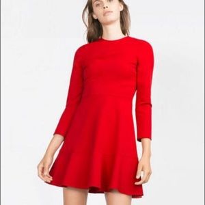 Flared A line clean dress crew neck