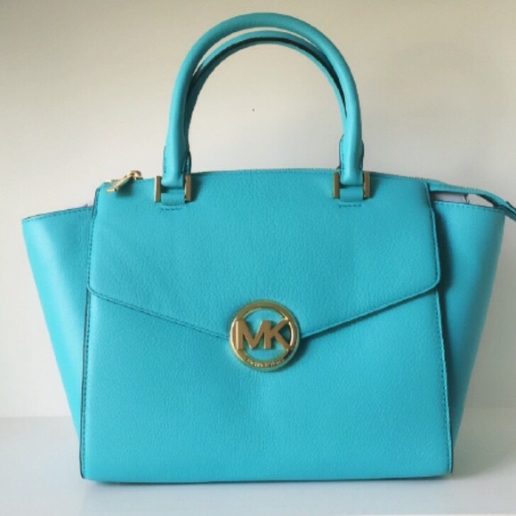 Michael Kors Large Hudson Aqua Handbag - Picture 1 of 3