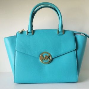 Michael Kors Large Hudson Aqua Handbag