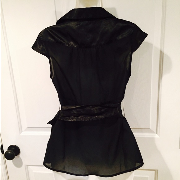 NWT Miss Sixty black sheer/satin shirt sz medium - Picture 3 of 3