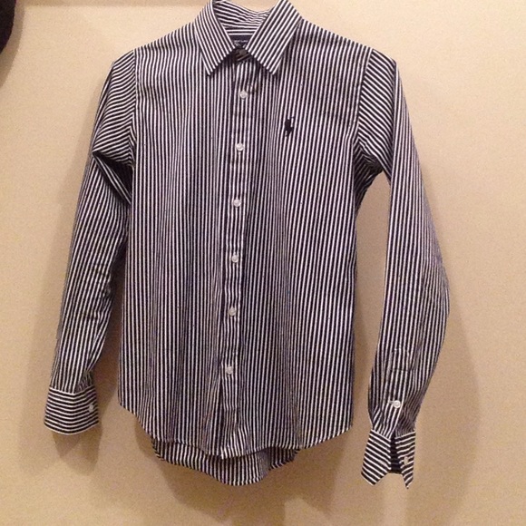 Navy and white Ralph Lauren women's dress shirt