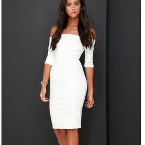 Lulus Off The Shoulder White Midi Dress