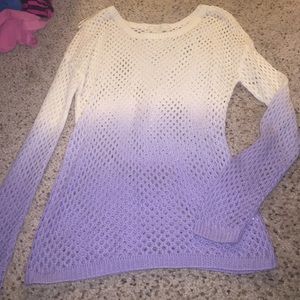 Hole-y sweater cream/purple colored
