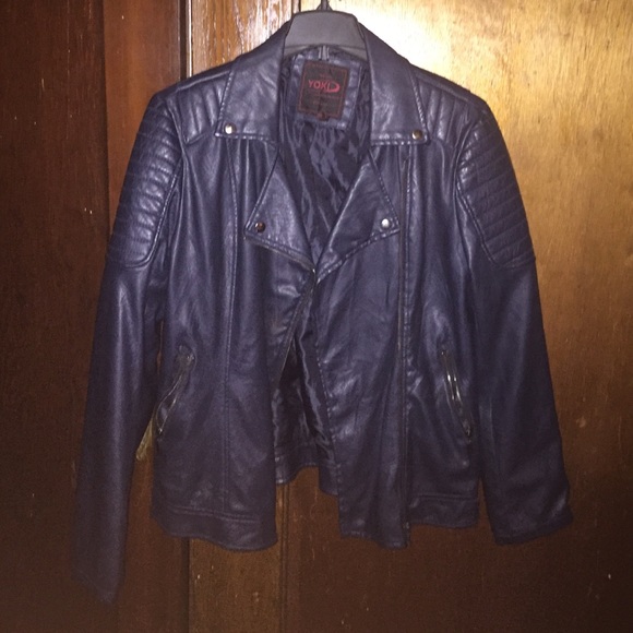 Navy Blue Leather Jacket