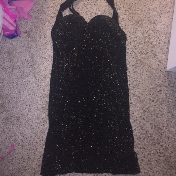 Black with gold shimmer bra top dress