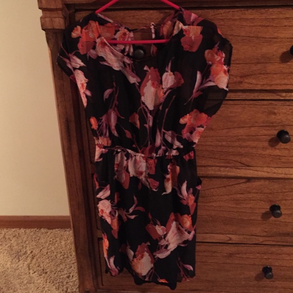 Black, pink floral dress