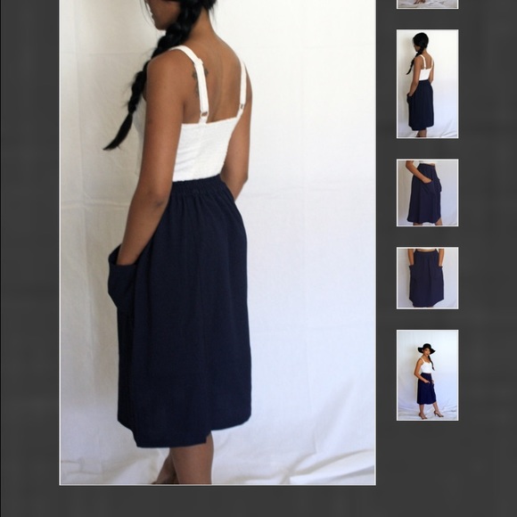 SALE! Navy Pocket Midi Skirt - Picture 2 of 2
